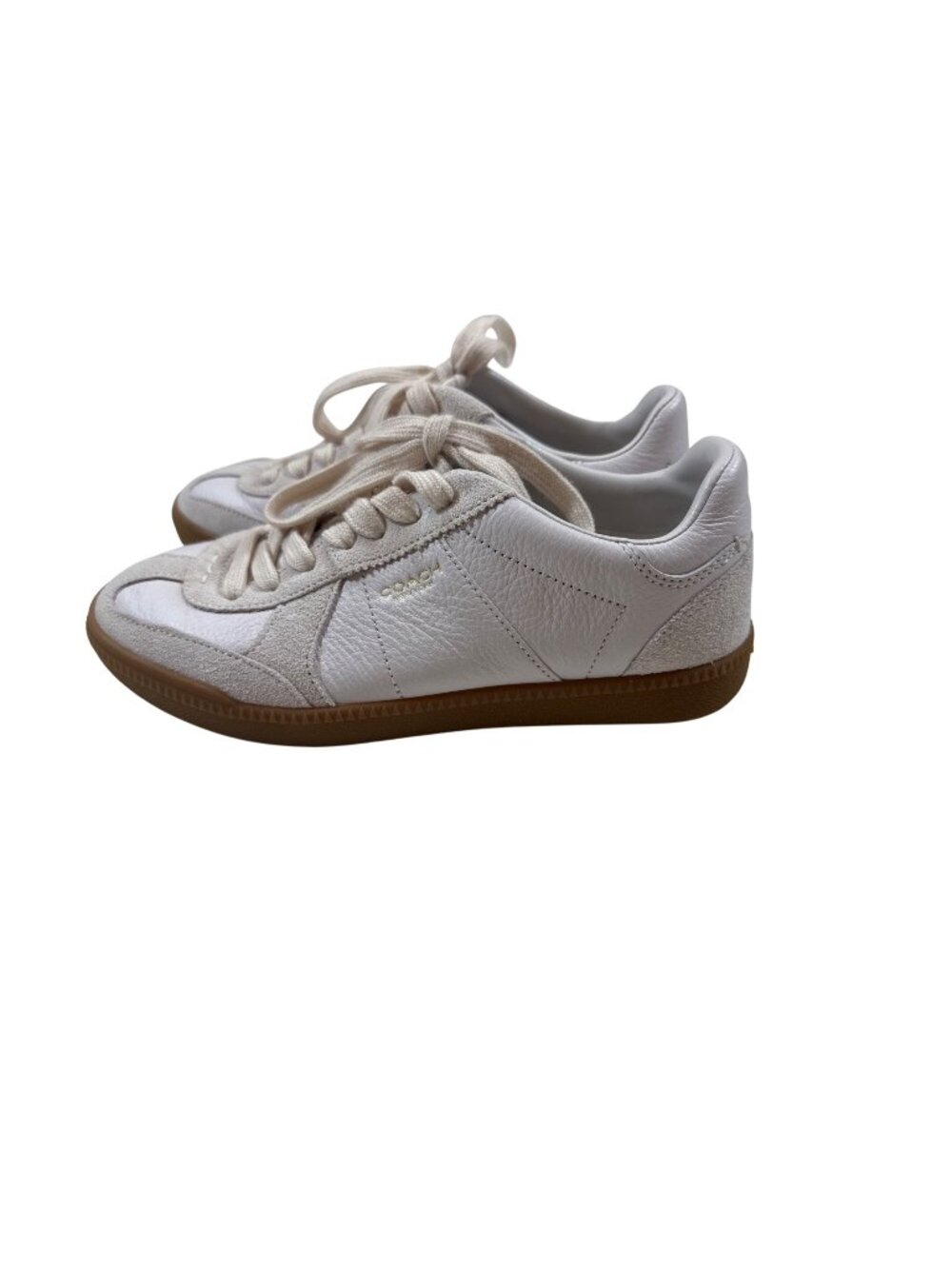 Coach Womens Ellis White & Suede Sneakers Rubber Sole Size 5B
